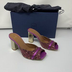 Malone Souliers Lira 90-2 Slide Sandals Women 36 Violet Block Heel Slip-on S0415